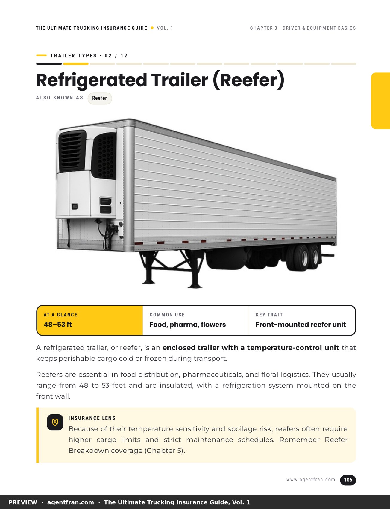 Trailer types — refrigerated reefer