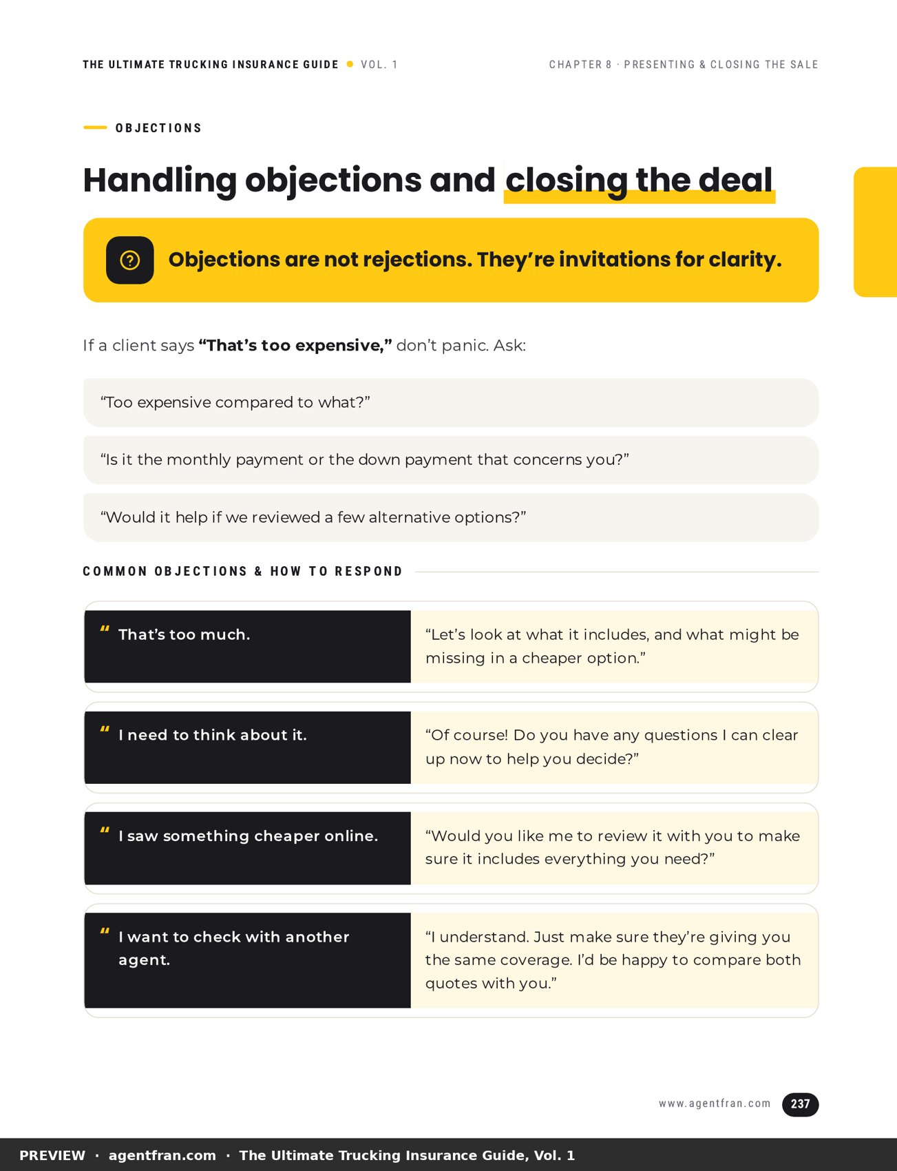 Handling objections and closing the deal