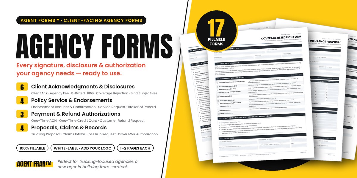 Agency Forms Package — 17 client-facing fillable agency forms